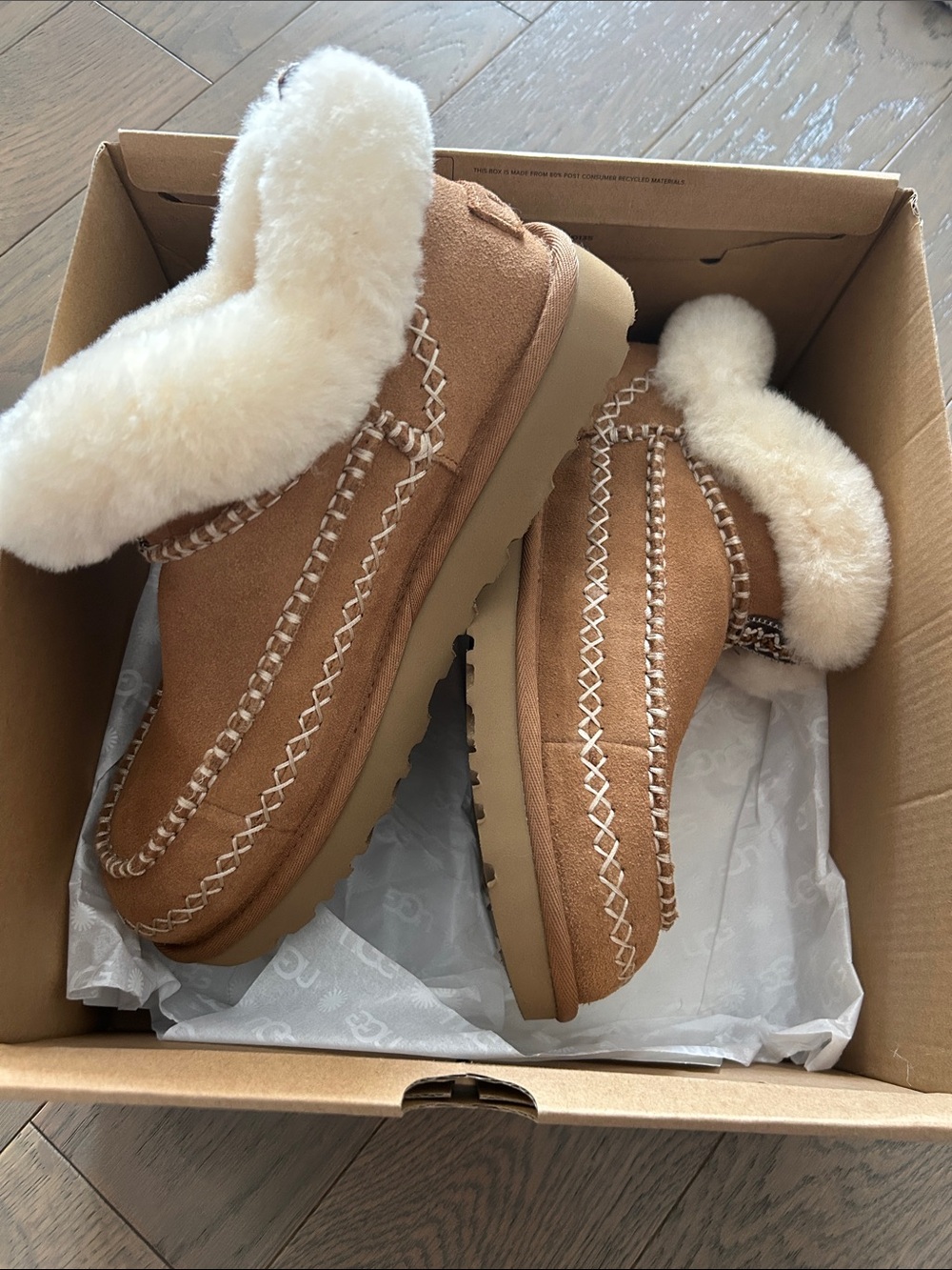 UGG Chestnut Suede Shearling-Lined Moccasin Slippers